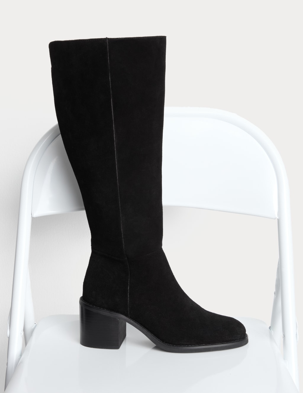 Black Boots Suede Over The Knee Leather Boots For Women Wide Width