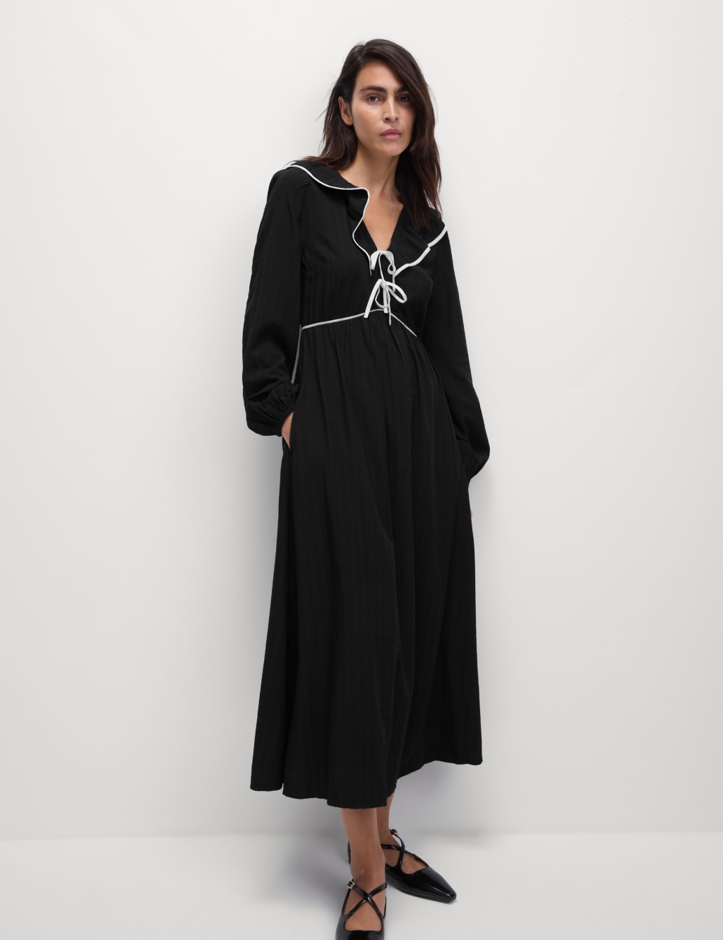 Marks & Spencer RICH STRAPPY BUTTON DETAIL MIDI - Vestito casual - black/ nero Marks & Spencer RICH STRAPPY BUTTON DETAIL MIDI - Vestito casual - black/ nero