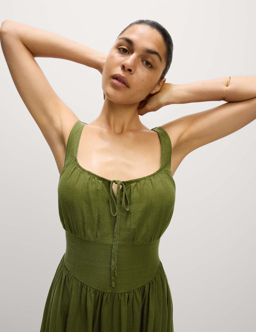 marks and spencer green dress M&S X GHOST Green Floral V Neck Midi Dress