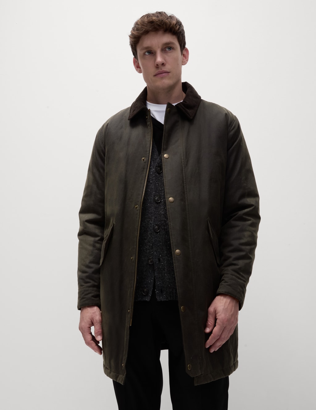 Marks Spencer Mens Green Insulated Cotton Mac Coat M&S UK